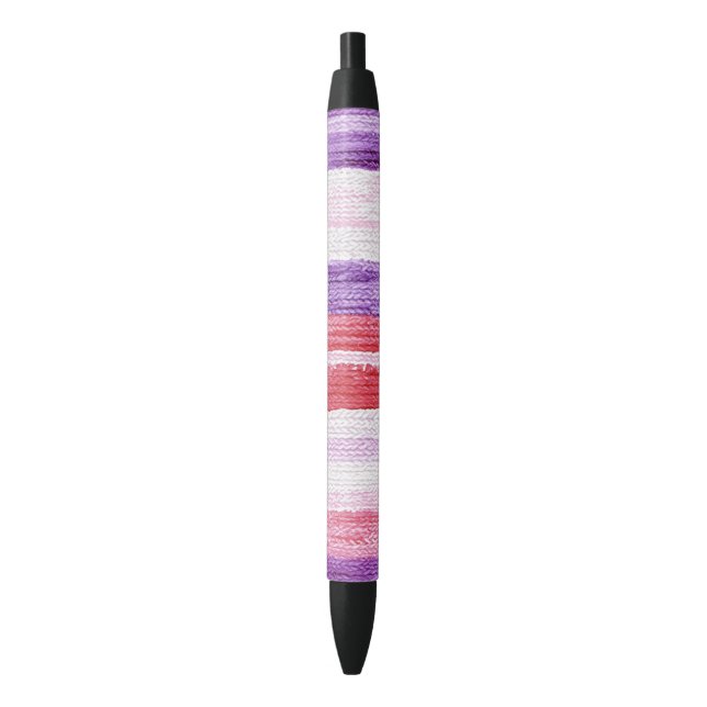 Stylo Noir Fille violet rose rose rouge rayures Noël (devant Vertical)