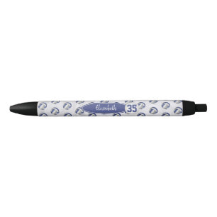 Stylo Noir filles personnalisées nom bleu gris volleyballs