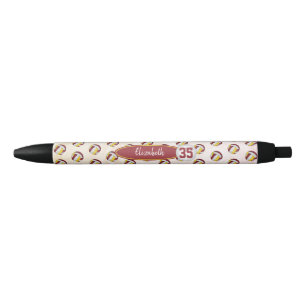 Stylo Noir filles personnalisées nom maron or volleyballs
