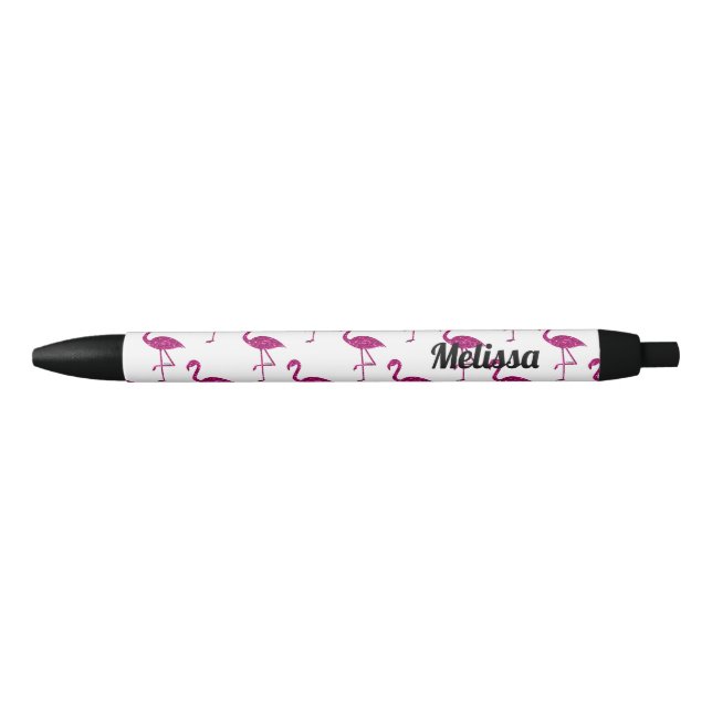 Stylo Noir Flamant flamand pétillant parties scintillant rose (Devant)