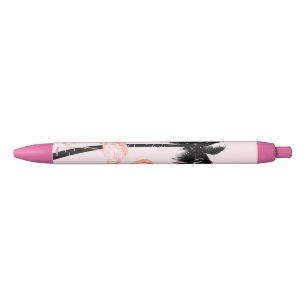 Stylo Noir Flamant rose du palmier tropical
