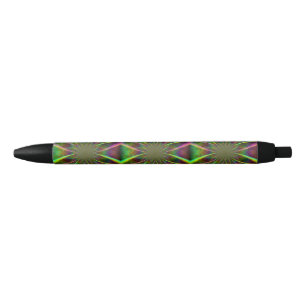 Stylo Noir Fleur arc-en-ciel fou
