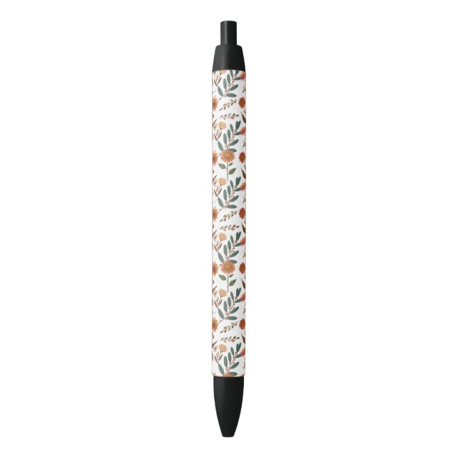 Stylo Noir Fleur d'automne (devant Vertical)