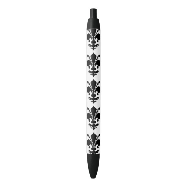 Stylo Noir Fleur de lis médiévale noire et blanche motif (devant Vertical)