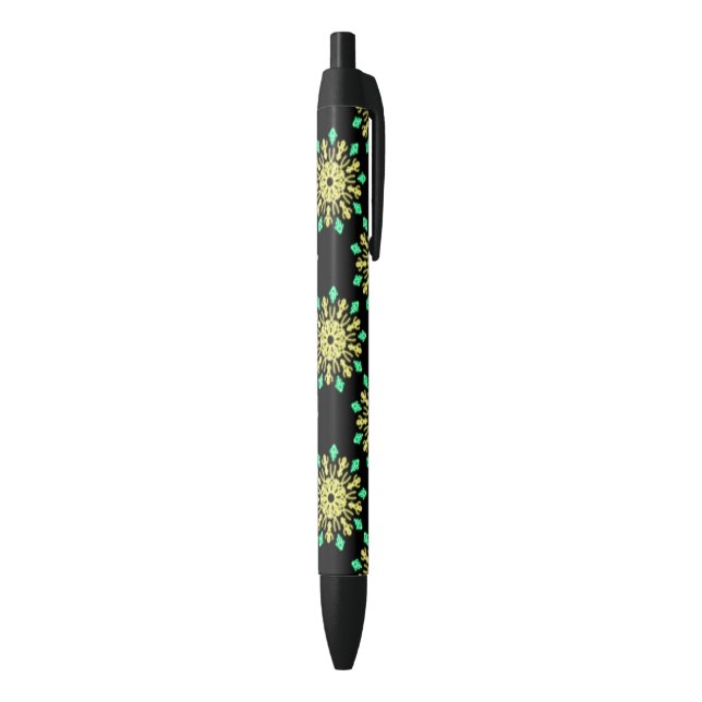 Stylo Noir Fleur de néon jaune et vert (Bas (Vertical))