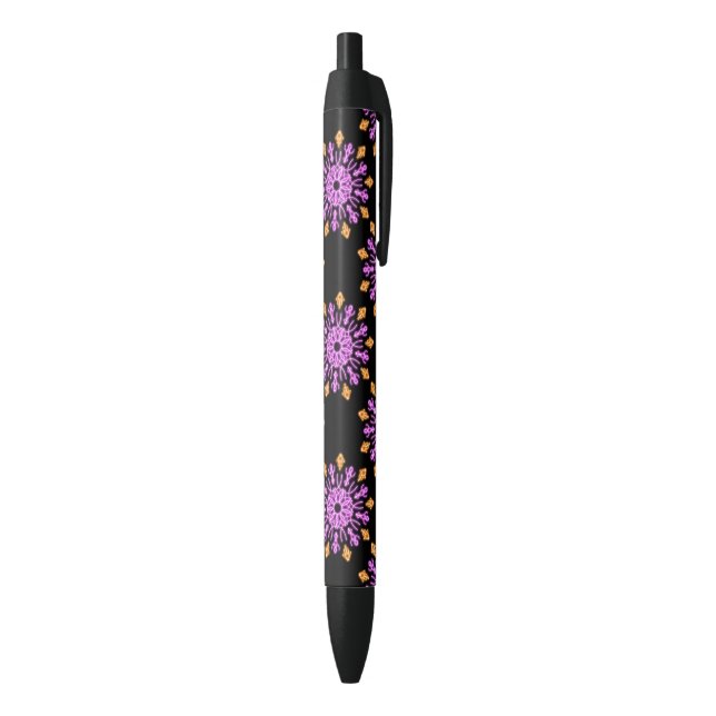 Stylo Noir Fleur de néon rose et orange (Bas (Vertical))