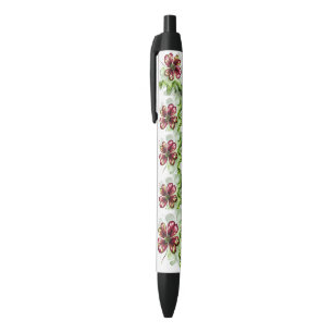 STYLO NOIR FLEUR DE TRÈFLE VIOLET
