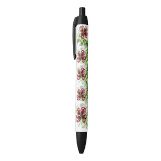 STYLO NOIR FLEUR DE TRÈFLE VIOLET