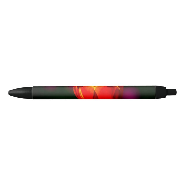 Stylo Noir Fleur de tulipe rouge (Devant)