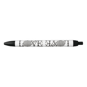 Stylo Noir Fleur de vie - LOVE lettrage tatouage noir