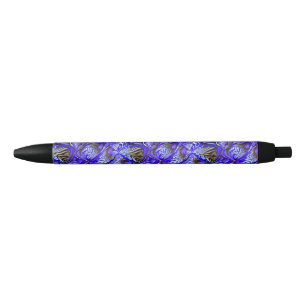 Stylo Noir Fleur Iris Violet / Esthétique / Carrelé /