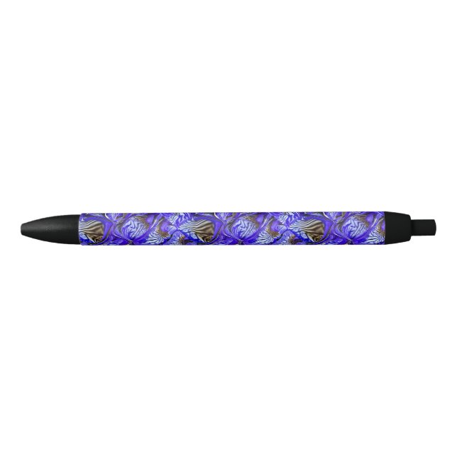 Stylo Noir Fleur Iris Violet / Esthétique / Carrelé / (Devant)