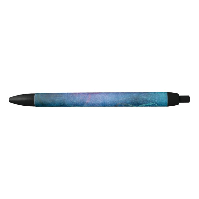 Stylo Noir Fleur Lotus Élégante Turquoise et Verte (Devant)