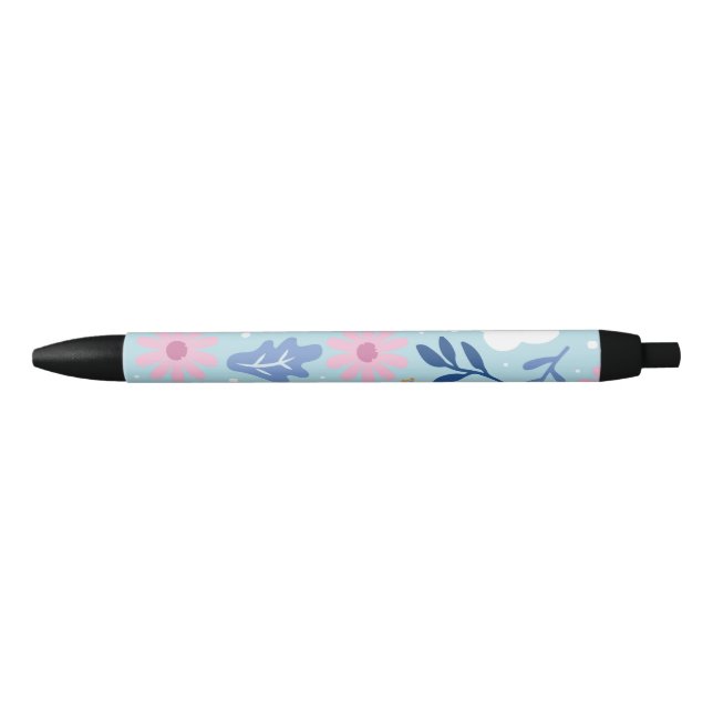 Stylo Noir Fleur minimaliste  (Devant)