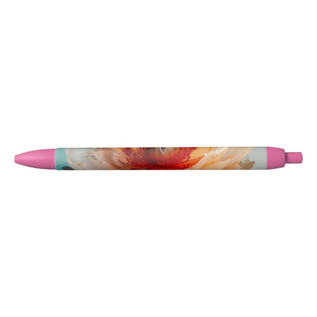 Stylo Noir Fleur orange délicate (Devant)