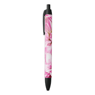 Stylo Noir Fleur rose Chrysanthemum