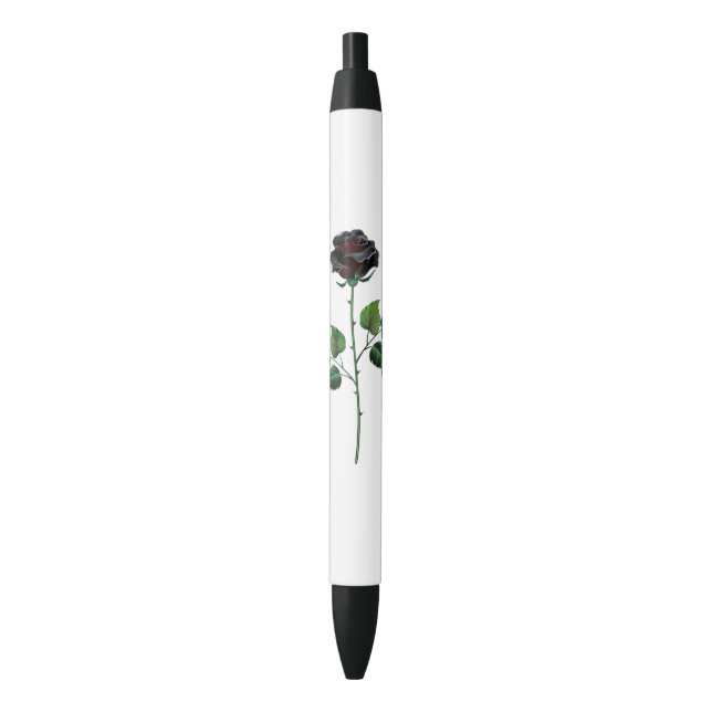 Stylo Noir Fleur rose noire (devant Vertical)
