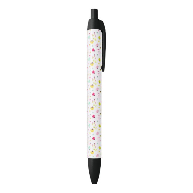Stylo Noir Fleur sauvage botanique de printemps (Bas (Vertical))
