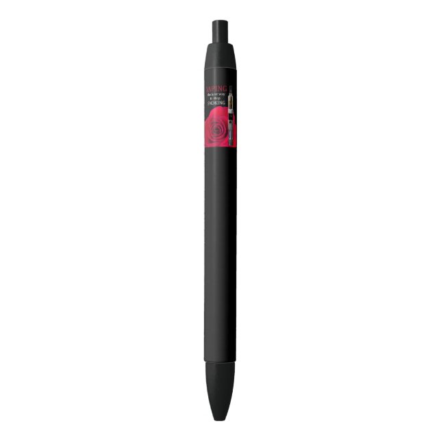 Stylo Noir Fleur Vapeur et rose (devant Vertical)