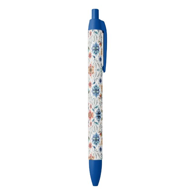 Stylo Noir Fleurs à l'aquarelle (Bas (Vertical))