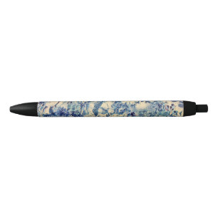 Stylo Noir Fleurs Abstraites rétros Papillon Jardin d'artisan