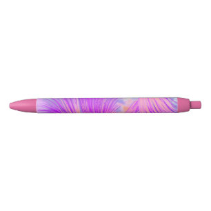 Stylo Noir Fleurs Abstraites roses élégantes