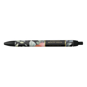 Stylo Noir Fleurs aquarelles modernes noir or professionnel