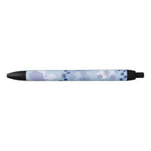 Stylo Noir Fleurs bleues