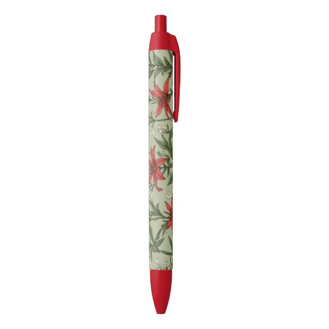 Stylo Noir Fleurs cardinales et motif feuille (Bas (Vertical))