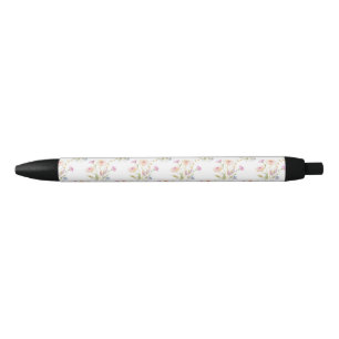 Stylo Noir Fleurs Chamomiles Motif sans couture