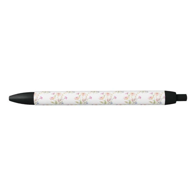 Stylo Noir Fleurs Chamomiles Motif sans couture (Devant)