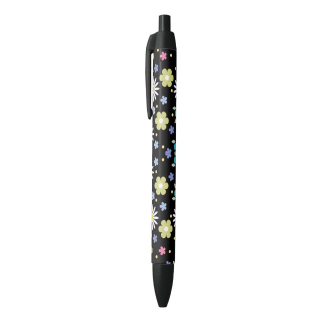 Stylo Noir Fleurs colorées (Haut (Vertical))