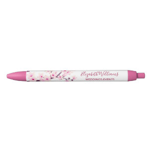 Stylo Noir Fleurs de cerisier rose blanc Entreprise 