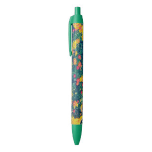 Stylo Noir Fleurs de marguerite sauvage de prairie multicolor