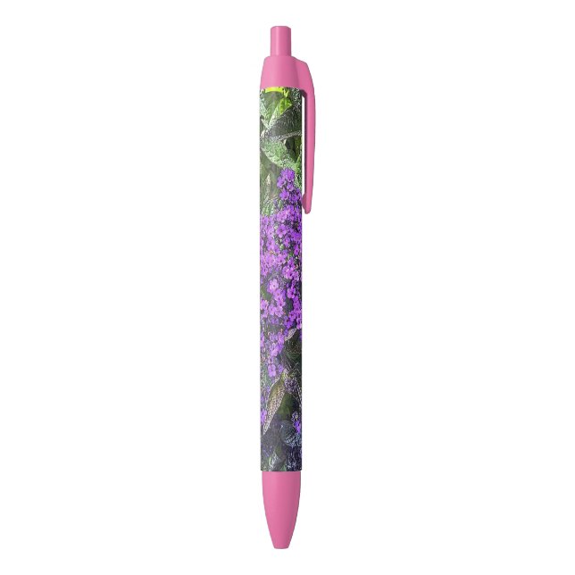 Stylo Noir Fleurs lilas violettes sauvages avec feuilles vert (Bas (Vertical))