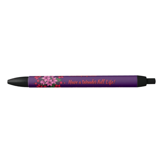 Stylo Noir Fleurs lumineuses cosy  (Devant)