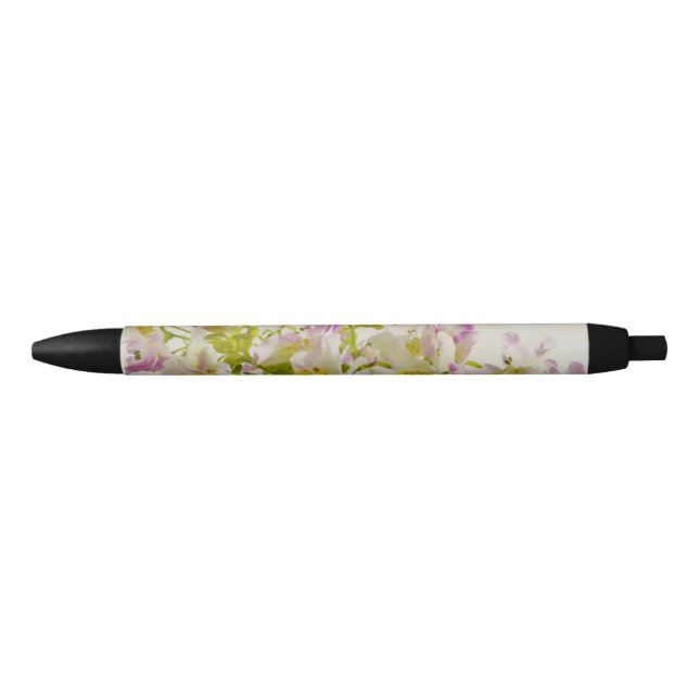 Stylo Noir Fleurs papillons (Devant)