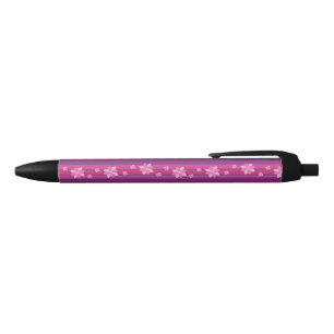 Stylo Noir Fleurs roses