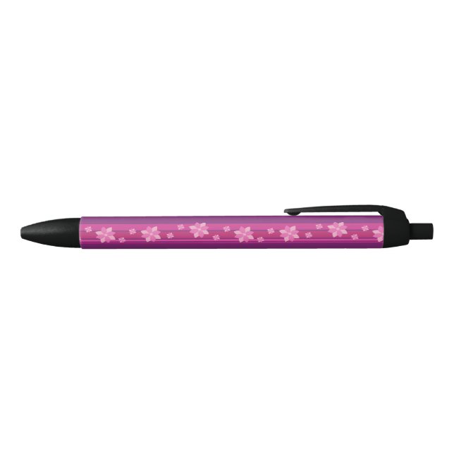Stylo Noir Fleurs roses (Haut)