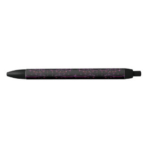 Stylo Noir Fleurs roses chaudes