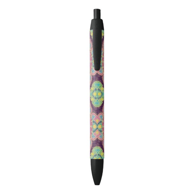 Stylo Noir Fleurs roses dans le jardin (Dos (Vertical))