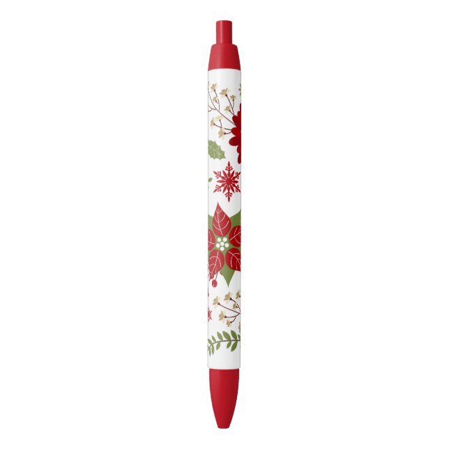 Stylo Noir fleurs rustiques modernes de Noël (devant Vertical)