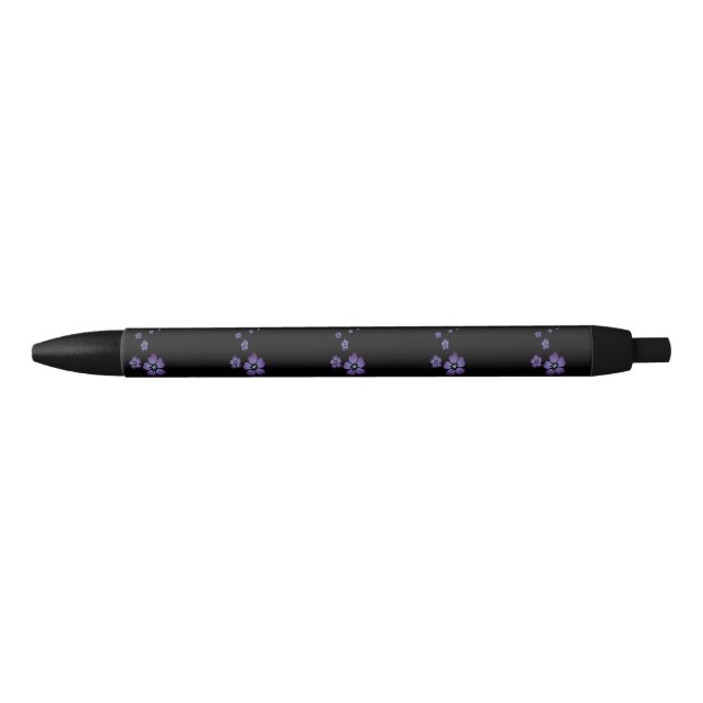 Stylo Noir Fleurs violettes (Devant)