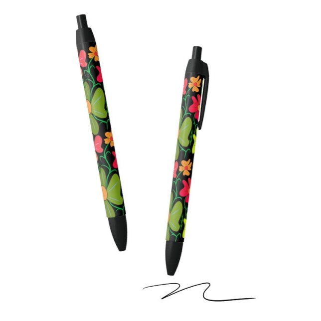 Stylo Noir Floral (Créateur téléchargé)