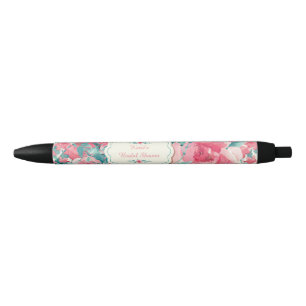 Stylo Noir Floral de corail, Fête de la mariée