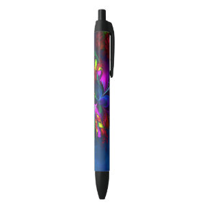 Stylo Noir Floral moderne Art Abstrait Rouge Bleu Motif #15
