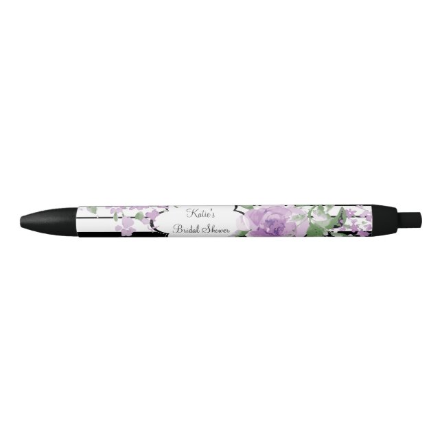 Stylo Noir Floral pourpre, Fête des mariées (Devant)