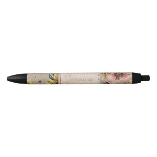 Stylo Noir Floral rustique vintage