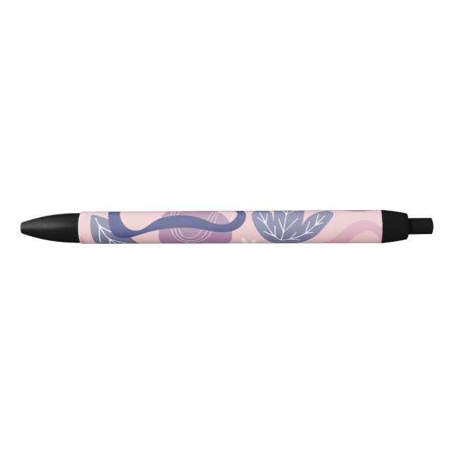 Stylo Noir Florale violet minimaliste (Devant)