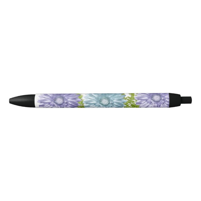 Stylo Noir Flore bleu Gerbera Fleurs marguerites (Devant)